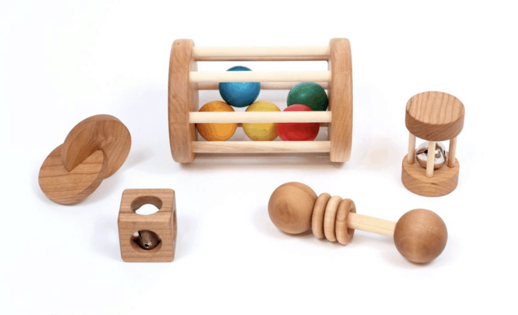 Montessori Baby Gift Wooden Development Toys Set with Rattle