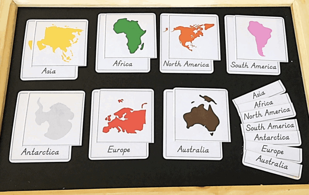 montessori geography 3 part cards