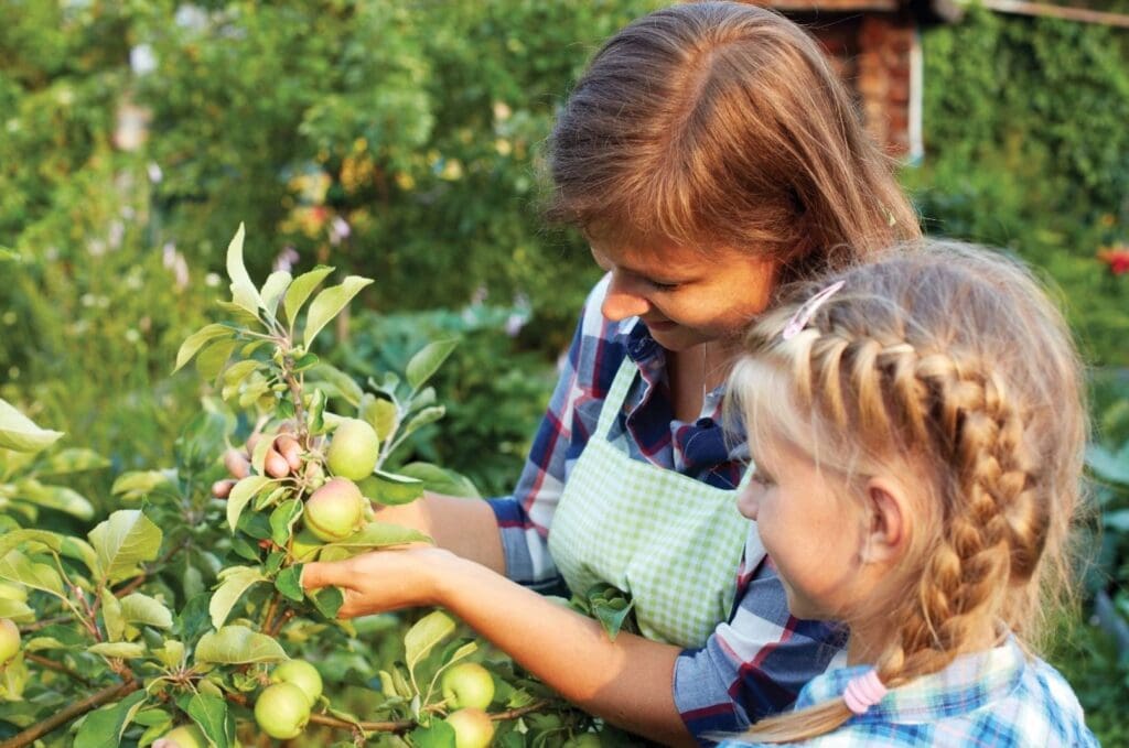 montessori parenting mom and child gardening