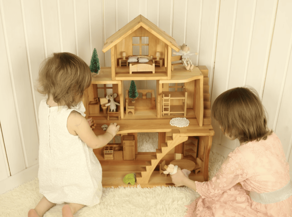 Montessori Stackable Wooden Dollhouse with Furniture