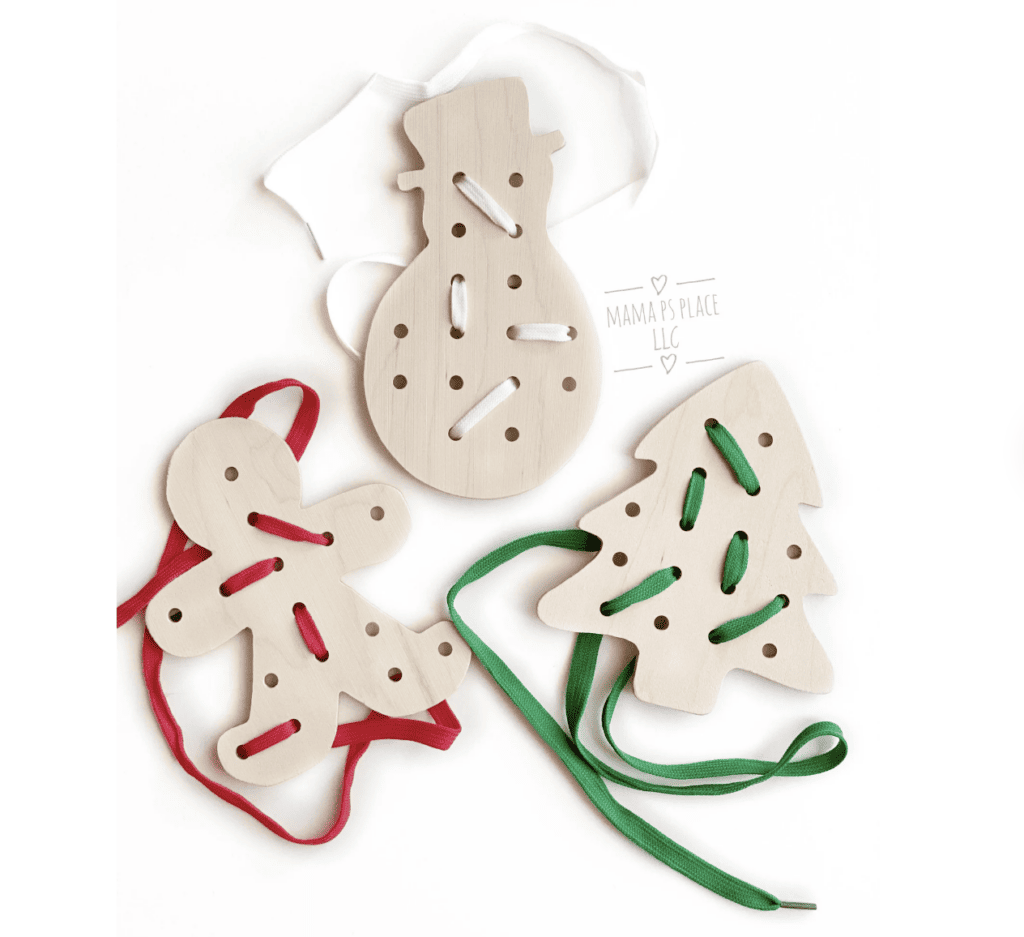 Christmas Themed Lacing Boards Montessori Material