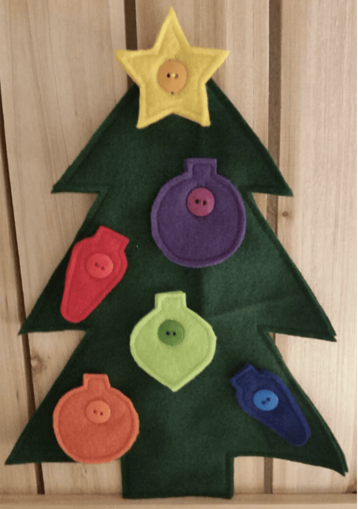 Montessori Felt Christmas Tree with Button on Ornaments