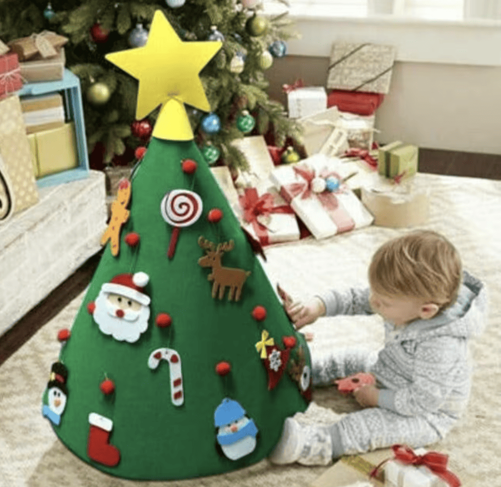3D Felt Christmas Tree with Ornaments from Etsy