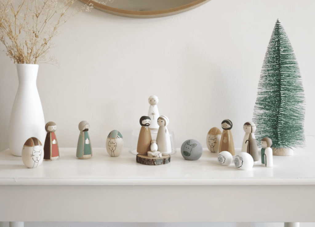 Wooden Peg Doll Nativity Set from Etsy